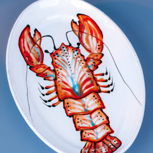 Livona-1480 Italiensk serveringsfad med håndmalet hummer | 35 cm