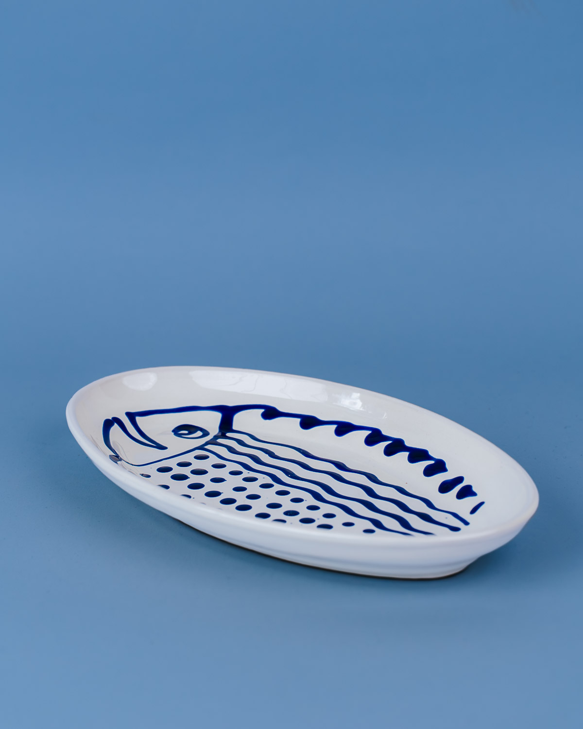 Livona-1960 Italiensk serveringsfad med håndmalet fisk | 30 cm