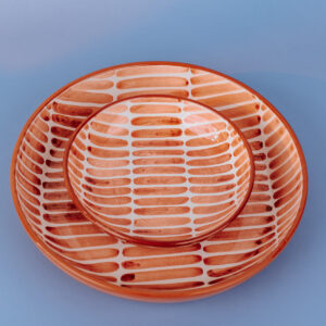 Håndlavet skål i terracotta keramik med terracottafarvede penselstrøg  |  17 cm