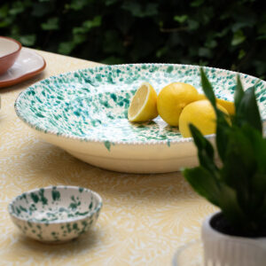 Italiensk salatskål med håndmalet hvid/grønt Macchiettato-mønster  |  34 cm