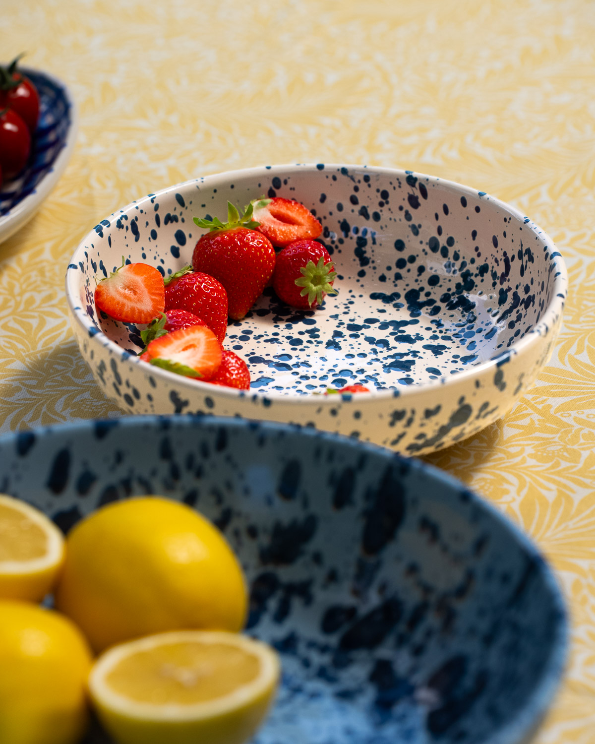 COBO19BLUE-4 Italiensk stor skål i håndmalet keramik med blåt Rugiada-mønster | 19 cm