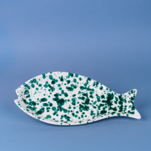 Fiskeserveringsfad Rugiada grøn i håndmalet keramik  |  31,5 cm