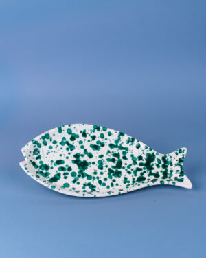 Fiskeserveringsfad Rugiada grøn i håndmalet keramik  |  31,5 cm